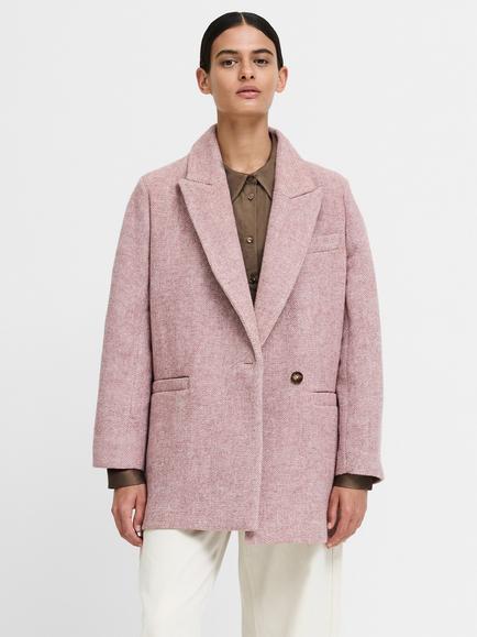 French Connection Torie Chevron Tailored Coat, Pink, Pink