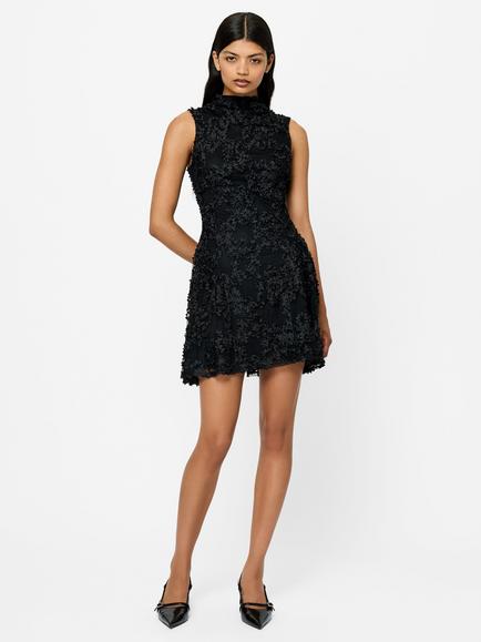 French Connection Leah Sleeveless 3D Floral Mini Dress, Black