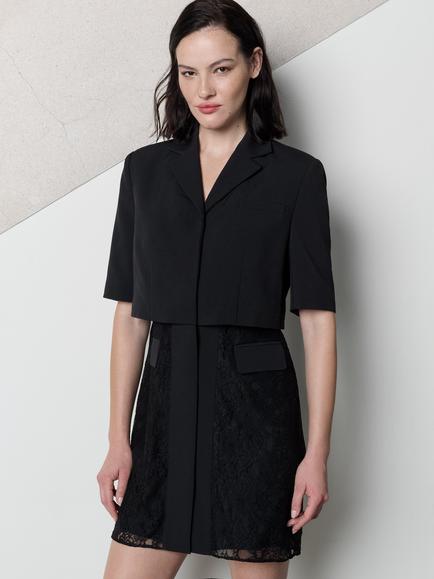 French Connection Miles Layered Lace Blazer Mini Dress, Black, Black