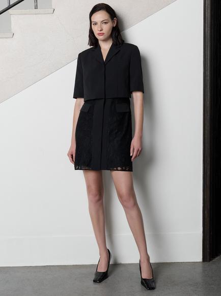 French Connection Miles Layered Lace Blazer Mini Dress, Black - view 2, Black