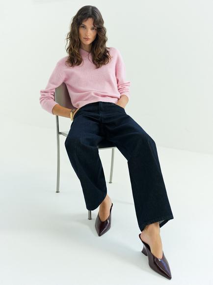 French Connection Maisha Brushed Knit V-Neck Jumper, Rose Pink - view 2, Rose Pink