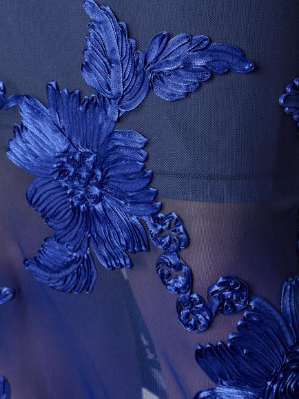 French Connection Lalitha 3D Floral Sheer Midi Skirt, Cobalt Blue - view 2, Cobalt Blue