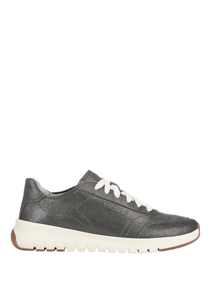 Vionic Uptown Arch Support Regular Fit Leather Trainers, Polluted Silver