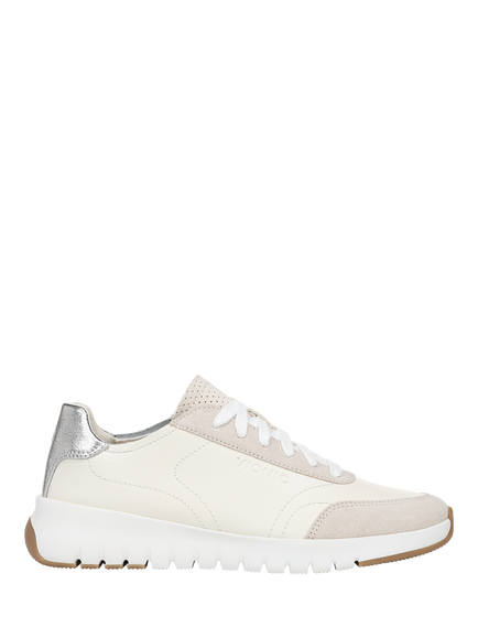 Vionic Uptown Leather Trainers, Ivory/Silver