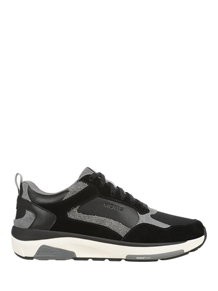 Vionic Walk Strider Weekender Leather Trainers, Black/Slate Grey