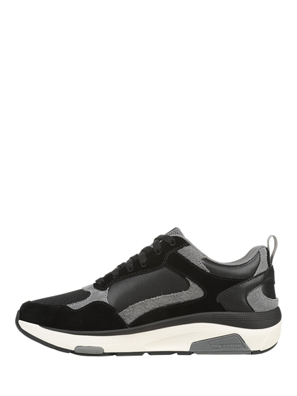 Vionic Walk Strider Weekender Leather Trainers - view 2, Black/Slate Grey