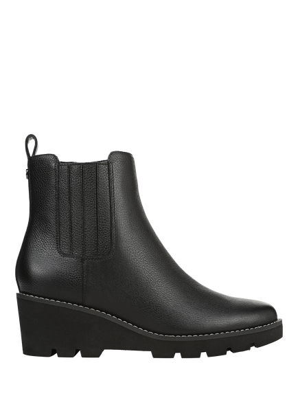 Vionic Aria 2.0 Short Wide Fit Leather Chelsea Boots, Black, Black
