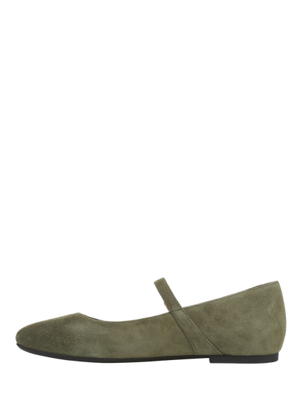 Vionic Alameda Suede Mary Jane Ballerina Flats - view 2, Dark Olive