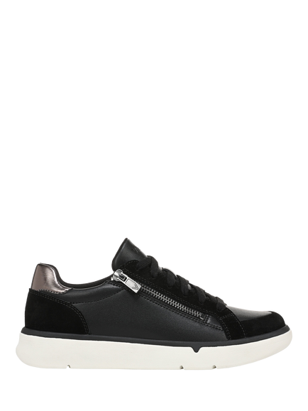 Vionic City Walk AXS Leather & Suede Trainers, Black