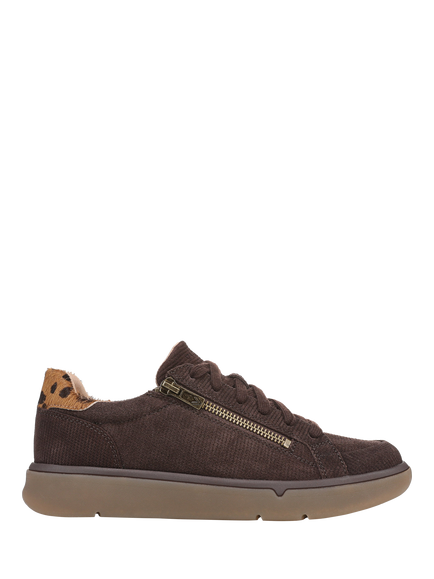 Vionic City Walk AXS Leather & Suede Trainers, Chocolate Ganache