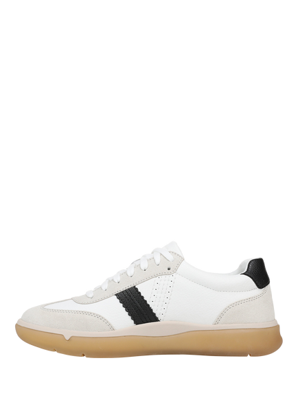 Vionic City Walk Arch Support Wide Fit Leather Trainers - view 2, White/Black