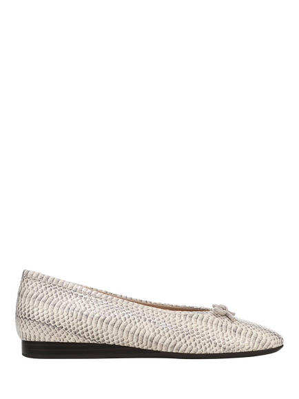 Vionic Larissa Snake Print Leather Ballet Flats, Ivory, Ivory