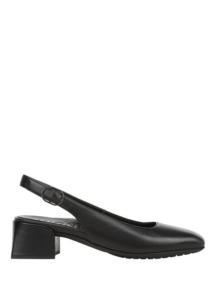 Vionic Reyes Leather Block Heel Slingback Sandals, Black