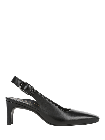 Vionic Stella Leather Heeled Slingback Court Shoes, Black, Black