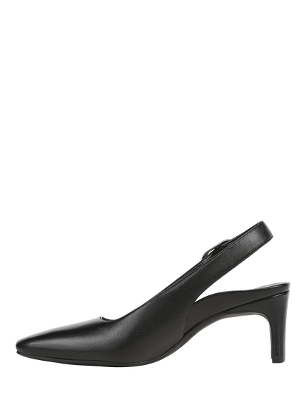 Vionic Stella Leather Heeled Slingback Court Shoes, Black - view 2, Black