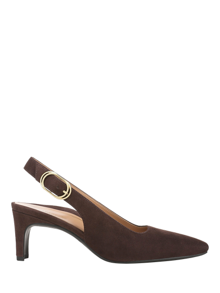 Vionic Stella Leather Heeled Slingback Court Shoes, Chocolate Ganache