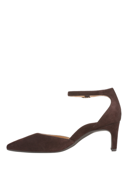 Vionic Scarlett Suede Heeled Court Shoes, Cafe Noir - view 2, Cafe Noir