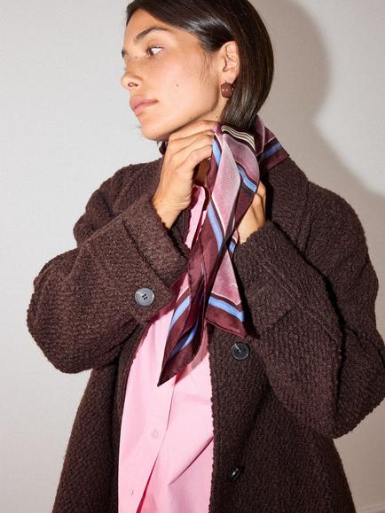 Whistles Boucle Wool Rich Collared Coat, Brown - view 2, Brown