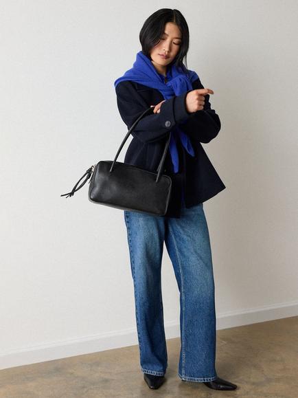 Whistles Wool Blend Double Breasted Pea Coat, Navy - view 2, Navy