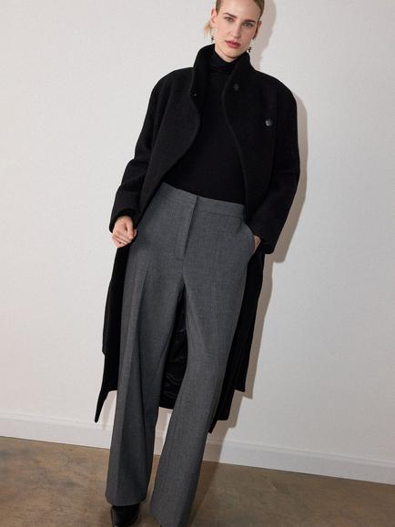 Whistles Petite Morgana Wool Funnel Neck Wrap Coat - view 2, Black