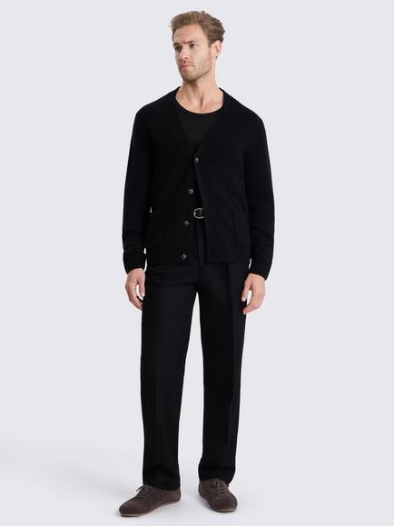 Moss Merino Wool Blend Cardigan, Black - view 2, Black