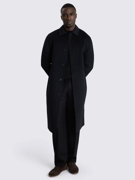 Moss Wool Blend Double Faced Overcoat, Black - view 2, Black