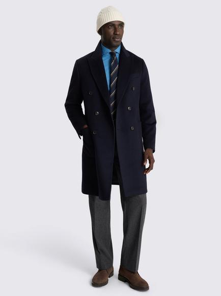 Moss Wool Rich Overcoat, Navy - view 2, Navy