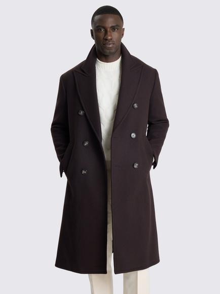 Moss Wool Blend Long Coat, Brown, Brown