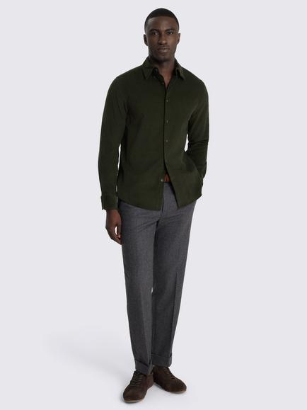 Moss Cotton Rich Stretch Cord Regular Fit Shirt, Dark Green - view 2, Dark Green