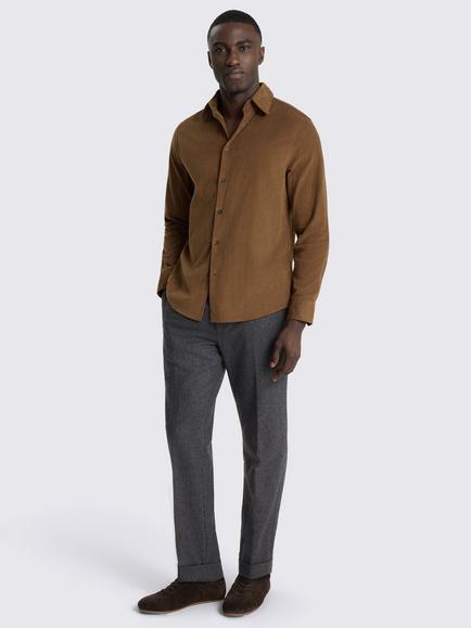 Moss Cotton Rich Regular Fit Needle Cord Shirt, Mid Brown - view 2, Mid Brown