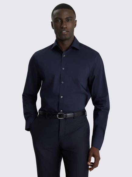 Moss Cotton Rich Regular Fit Shirt, Dark Navy