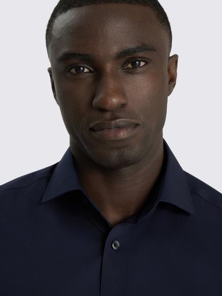 Moss Cotton Rich Regular Fit Shirt - view 2, Dark Navy