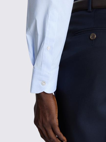 Moss Tailored Fit Striped Shirt, Sky Blue - view 2, Sky Blue