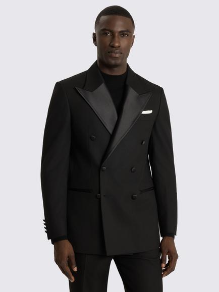 Moss Relaxed Fit Peak Lapel Tuxedo Suit Jacket, Black, Black