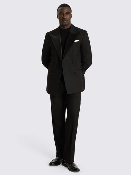 Moss Relaxed Fit Peak Lapel Tuxedo Suit Jacket, Black - view 2, Black