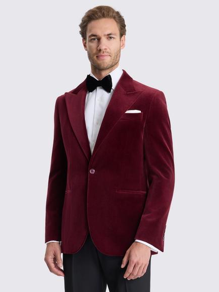 Moss Tailored Fit Velvet Suit Jacket, Burgundy