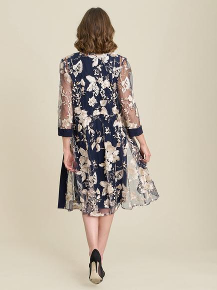 Gina Bacconi Macey Floral Dress and Jacket, Navy - view 2, Navy