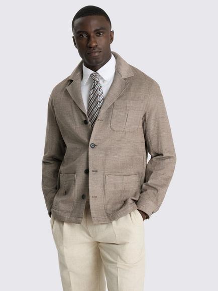 Moss Check Safari Shacket, Brown, Brown