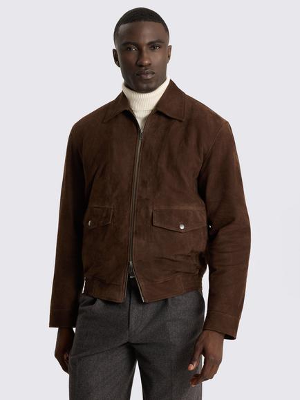 Moss Quilted Suede Jacket, Brown, Brown