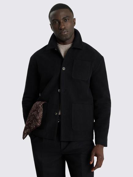 Moss Italian Moleskin Shacket, Black