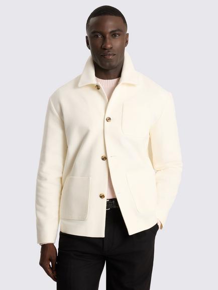 Moss Italian Moleskin Shacket, Off-white