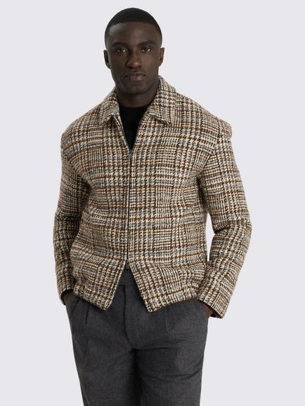 Moss Italian Cotton Check Shacket, Neutral, Neutral