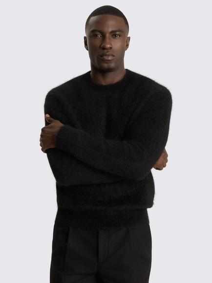 Moss Alpaca Wool Blend Crew Neck Jumper, Black, Black