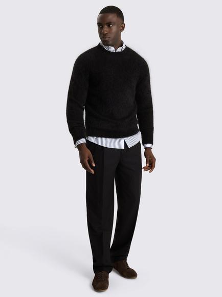 Moss Alpaca Wool Blend Crew Neck Jumper, Black - view 2, Black