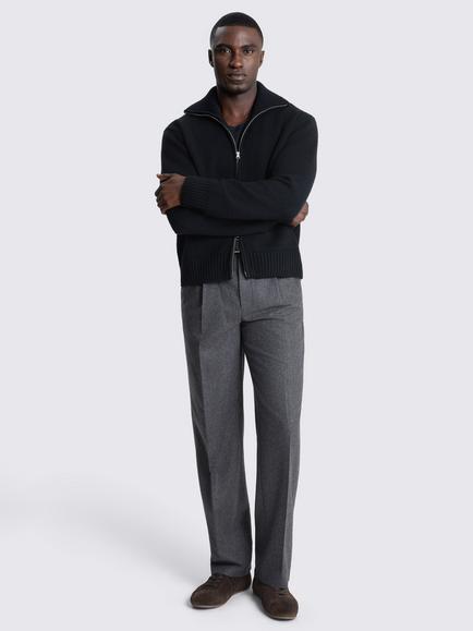 Moss Boxy Zip Through Jumper - view 2, Black