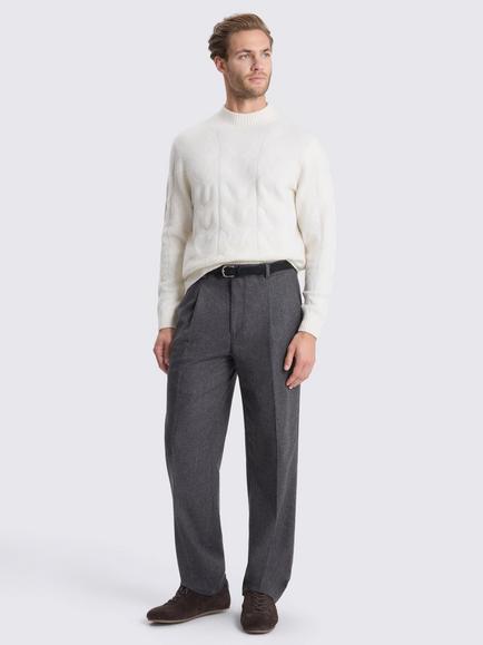 Moss Cable Knit Mock Neck Jumper - view 2, Ecru