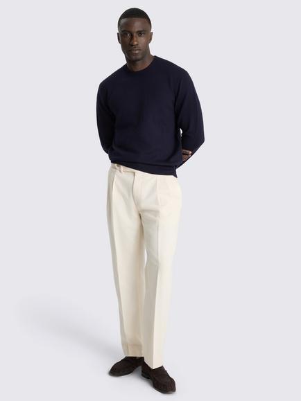 Moss Merino Wool Crew Neck Jumper - view 2, Navy