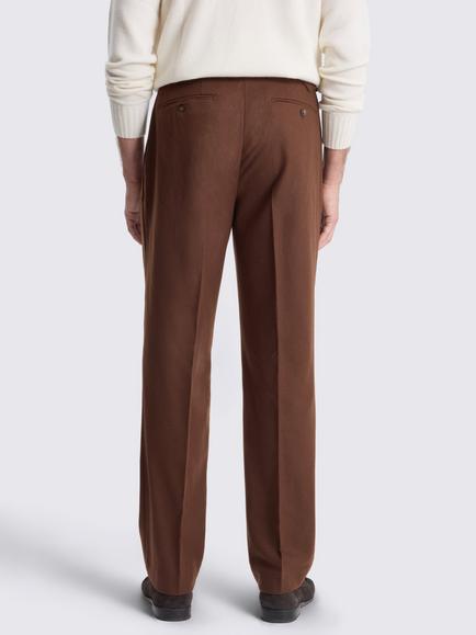 Moss Wool Flannel Pleated Trousers, Dark Chestnut - view 2, Dark Chestnut