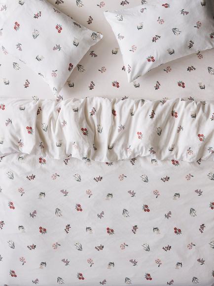 Piglet in Bed Woodland Floral Linen Blend Bedding, White/Multi, White/Floral