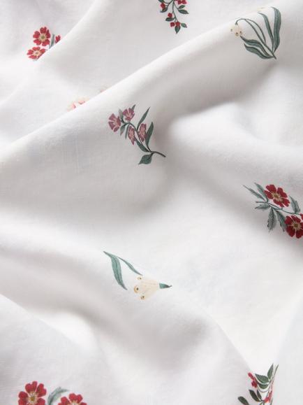 Piglet in Bed Woodland Floral Linen Blend Bedding, White/Multi - view 2, White/Floral